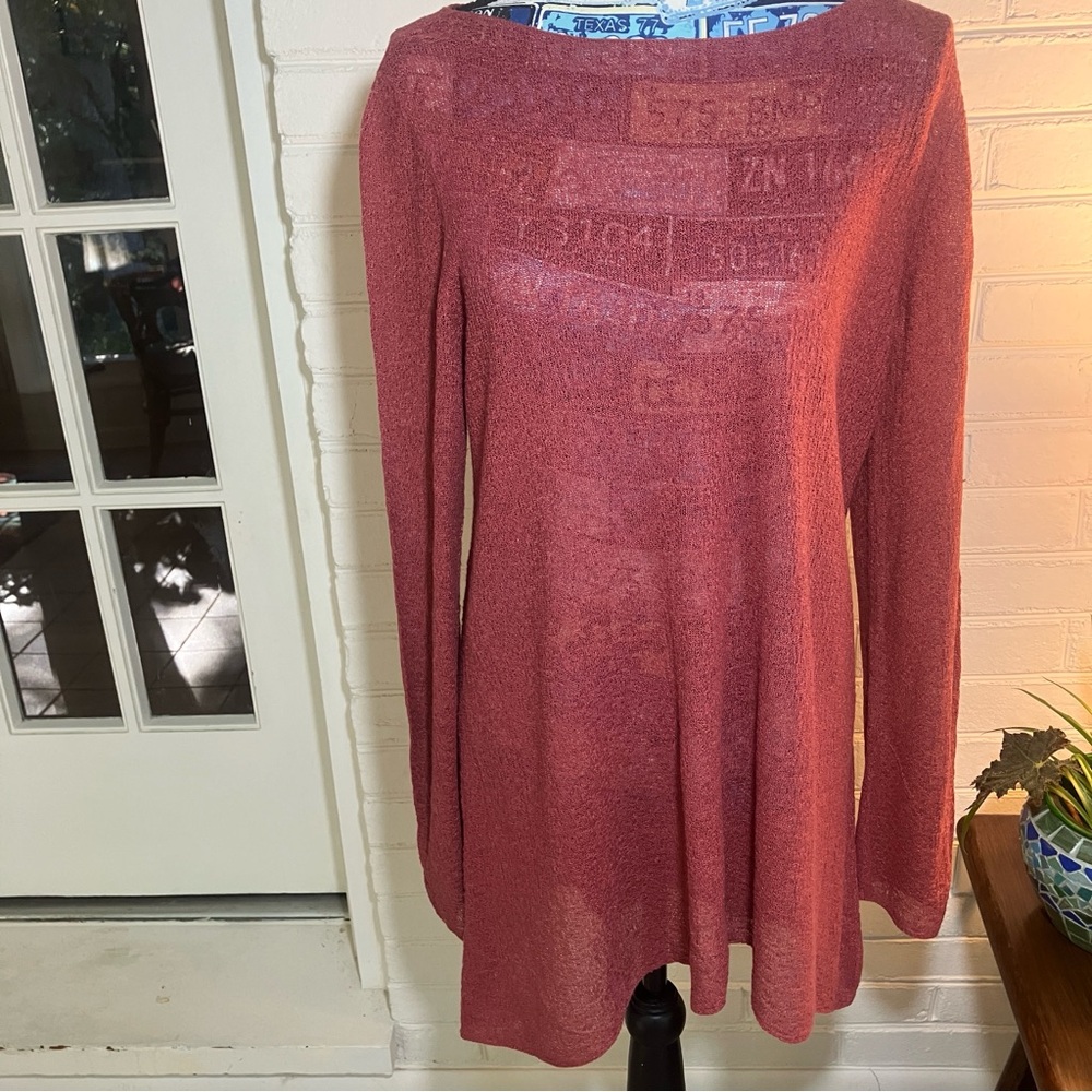 EILEEN FISHER Coral Pink Organic Linen Gauze Tunic Large